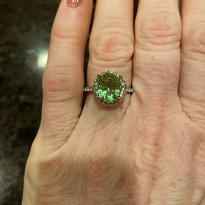 925 Peridot and White Topaz Ring